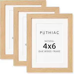 4x6 Oak Wood Picture Frame - 4"x6" Photo Frame, 4x6 Picture Frame Wood, Natural Solid Wooden Picture Frames for Wall Art Photo and Prints(3 Pack, Beige)