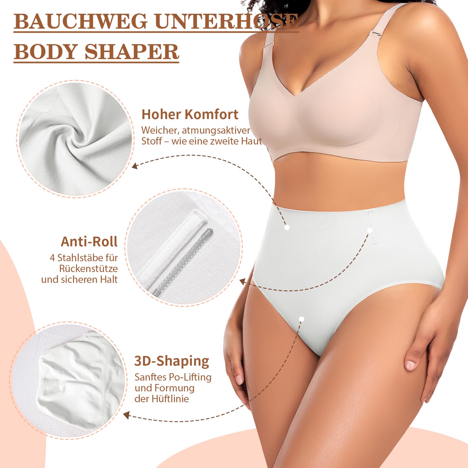 Werena Bauchweg Unterhose Damen Shapewear Miederhose Hohe Taille Stark Formend Body Shaper Miederslip Nahtlose Figurformende Unterwäsche & Bauch Weg Slips Shaping Hose