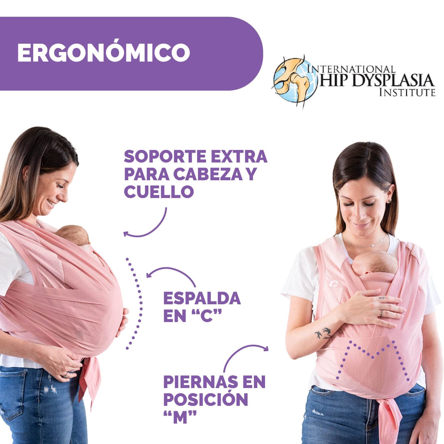 Chicco Boppy ComfyHug Fular Portabebés Ergonómico para Recién Nacidos, Desde 2,5 kg, Mochila Fácil de Usar y Cómoda, Orientada hacia los Padres, Arnés Ajustable, Soporte Cabeza y Cuello, Rosa