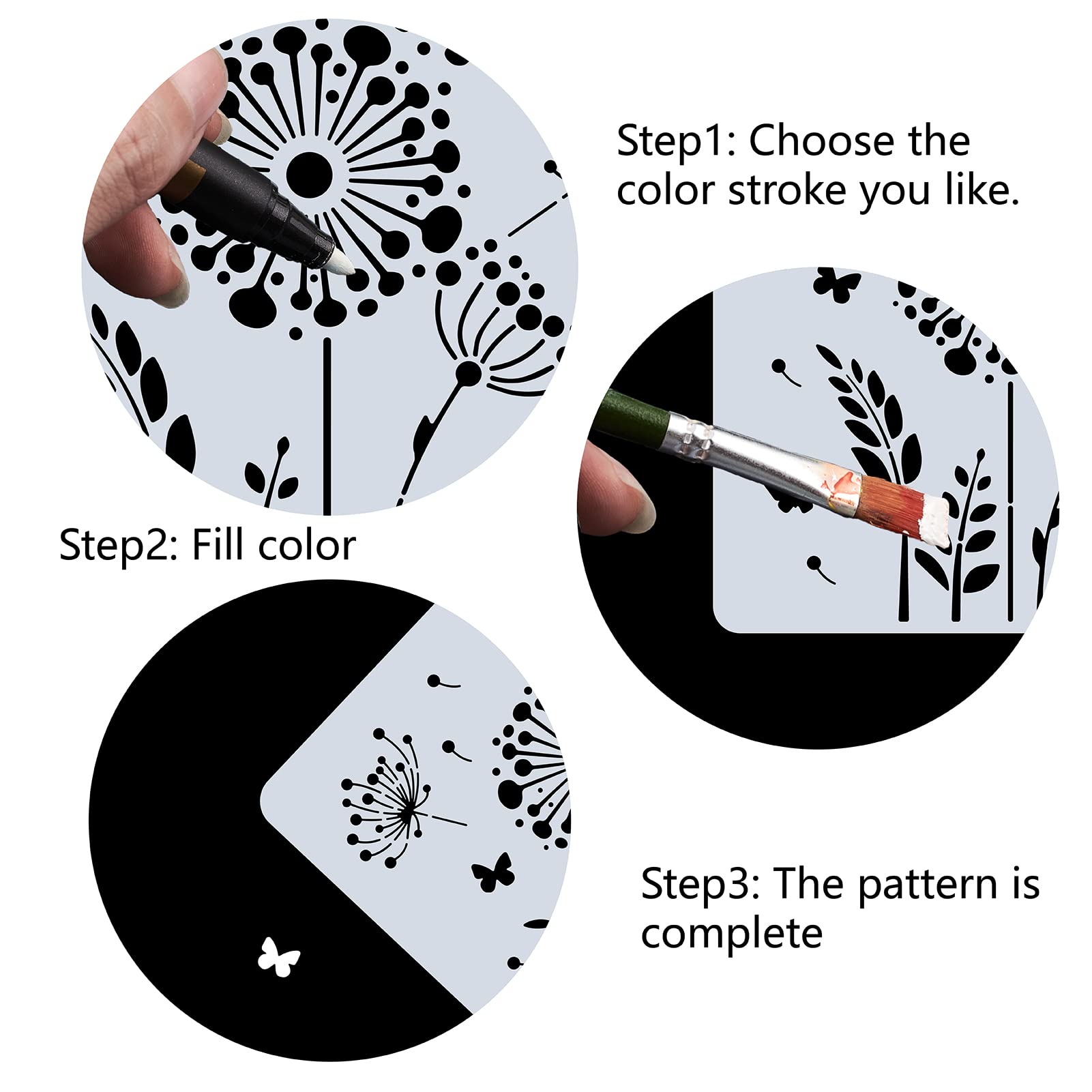 FINGERINSPIRE Paardenbloem stencil 29,7 x 21 cm grote herbruikbare vlinder tekensjablonen plastic libel stencil vliegende paardenbloem stencil voor