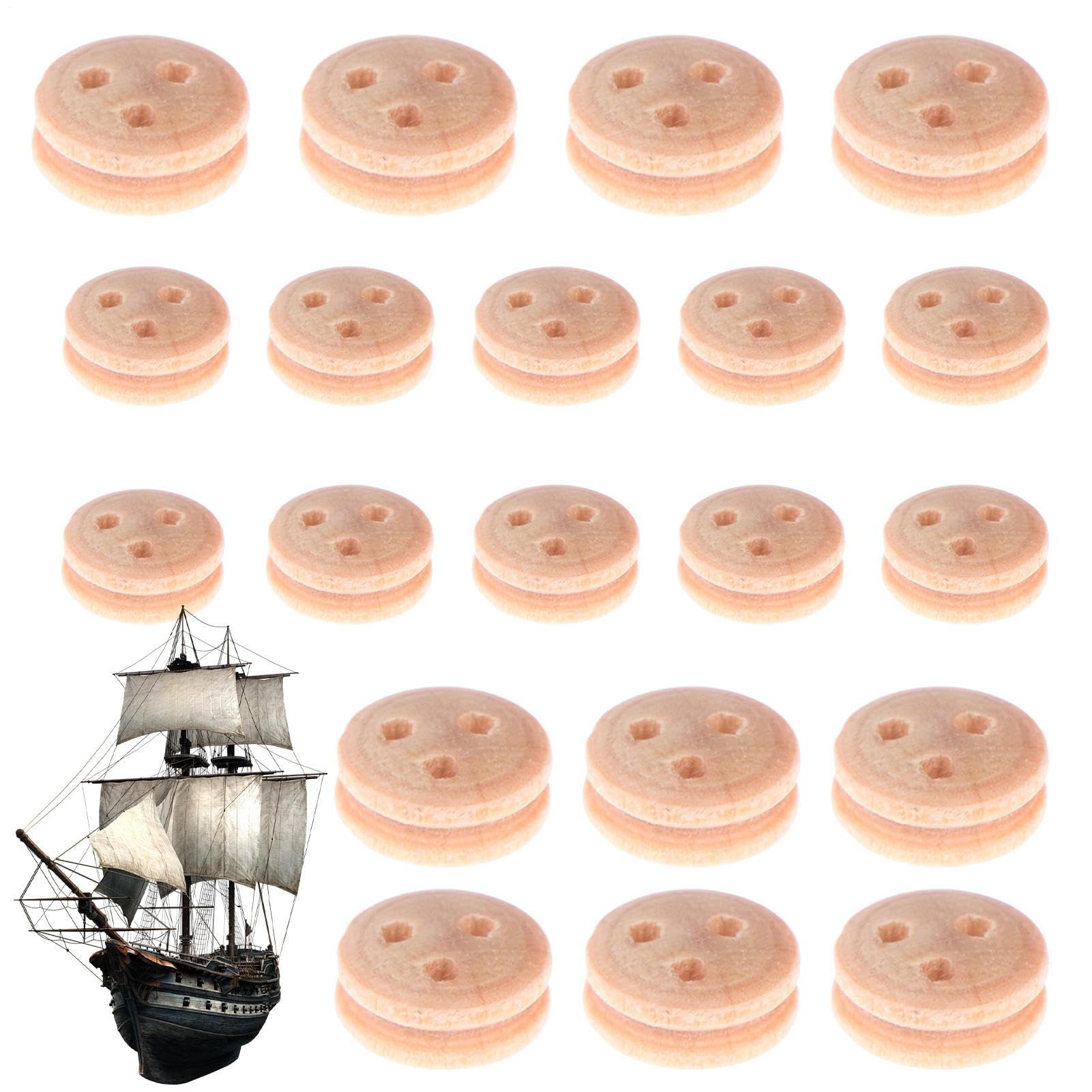 Wooden Boat Model Pulley Kit | 20 Pieces Resuable Wooden Deadeye Ancient Sailing Boat Model Accessories for Men, Women