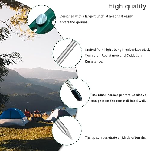 Miniatura 10 de TEOYNGU Estacas de tienda de campaña resistentes de 8.7 pulgadas, estacas de metal no oxidadas diseñadas para acampar (6 unidades)