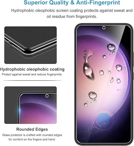 Miniatura 5 de LYWHL Paquete de 3 protectores de pantalla de vidrio templado para Samsung Galaxy S23 Plus / S23+ con 2 protectores de lente de cámara, compatible