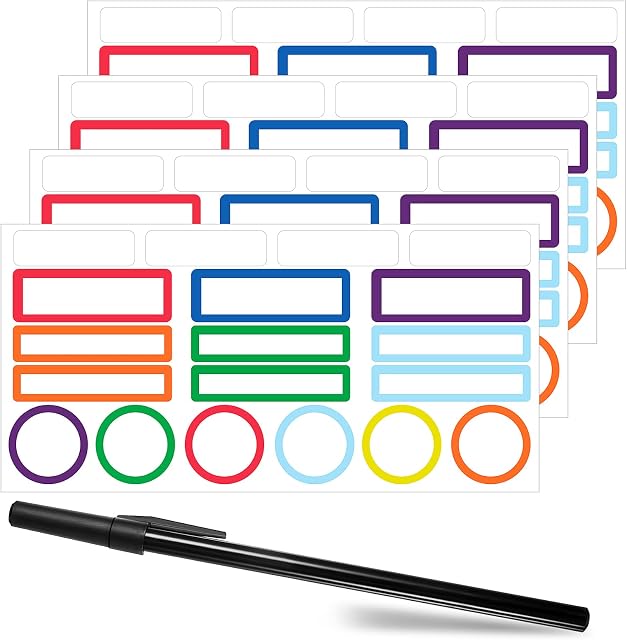 76 Pieces Name Tag Stickers Sticky Name Labels Waterproof Self Adhesive Name Labels with Coloured Edge No-Iron Clothing Labels for Clothes School Kitchen Food Bottles (4 Sheets)