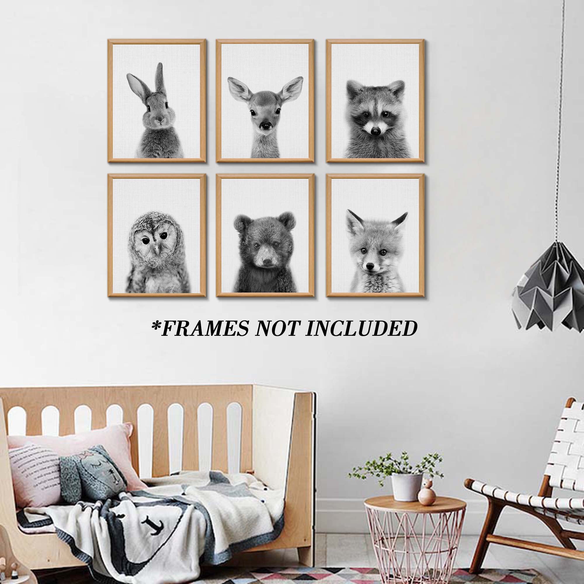 Animals Wall Art Prints For Nursery - Rabbit Bear Owl Canvas Painting Set Of 3, 11x14 Inches, Ready To Hang - View #9