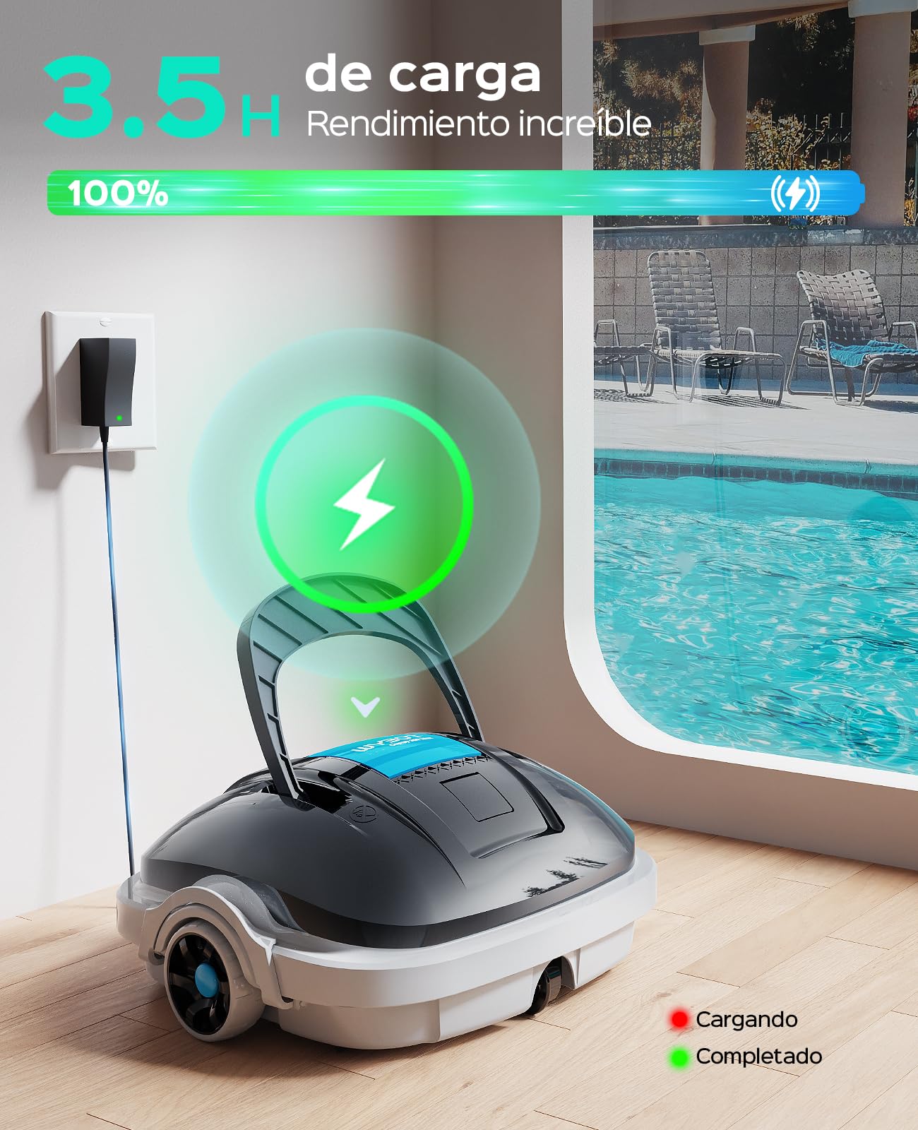 WYBOT Osprey 200 MAX Robot Limpiafondos Piscina Automatico,Motores Duales,Limpiador de Piscina Sin Cable,100 min Autonomía,Estacionamiento Auto,para Piscinas Elevadas 80 m²(Gris Oscuro)