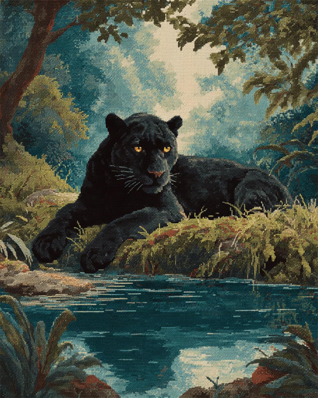 Axiangzik C Diy Embroidery Kits Forests Leopard 11Ct 50X70cm