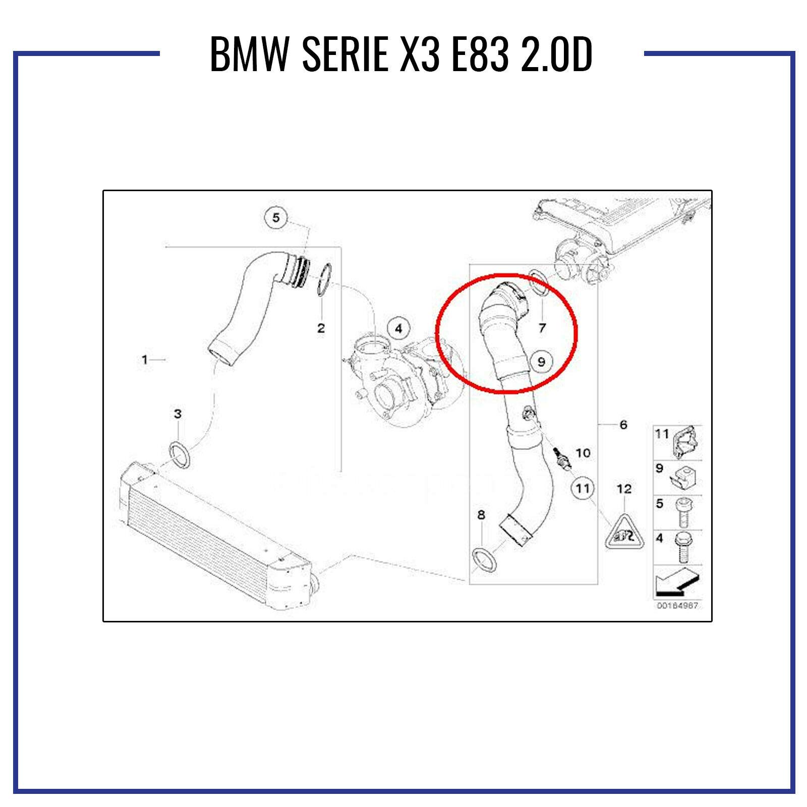 MANICOTTO INTERCOOLER TUBO ARIA COMPATIBILE CON BMW SERIE X3 E83 2.0D - 11613450222