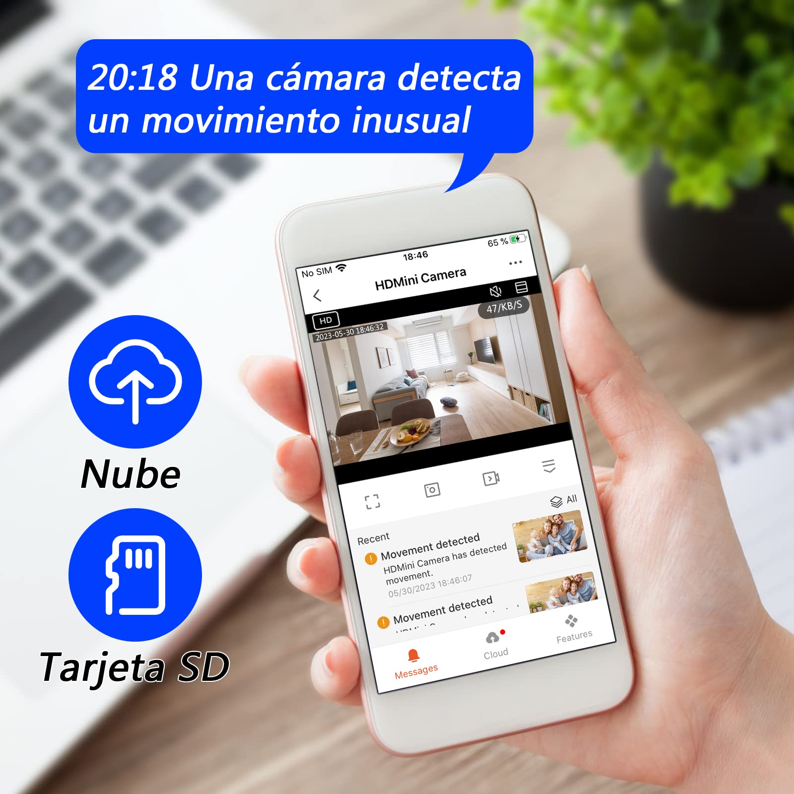 Cámara Oculta WiFi de 2,4/5 GHz, Mini Cámara Espía Oculta HD 1080P | Cámara Oculta en Reloj, Cámara Espía Oculta WiFi de 120°, Visión Nocturna, Detección de Movimiento, Visualización Remota