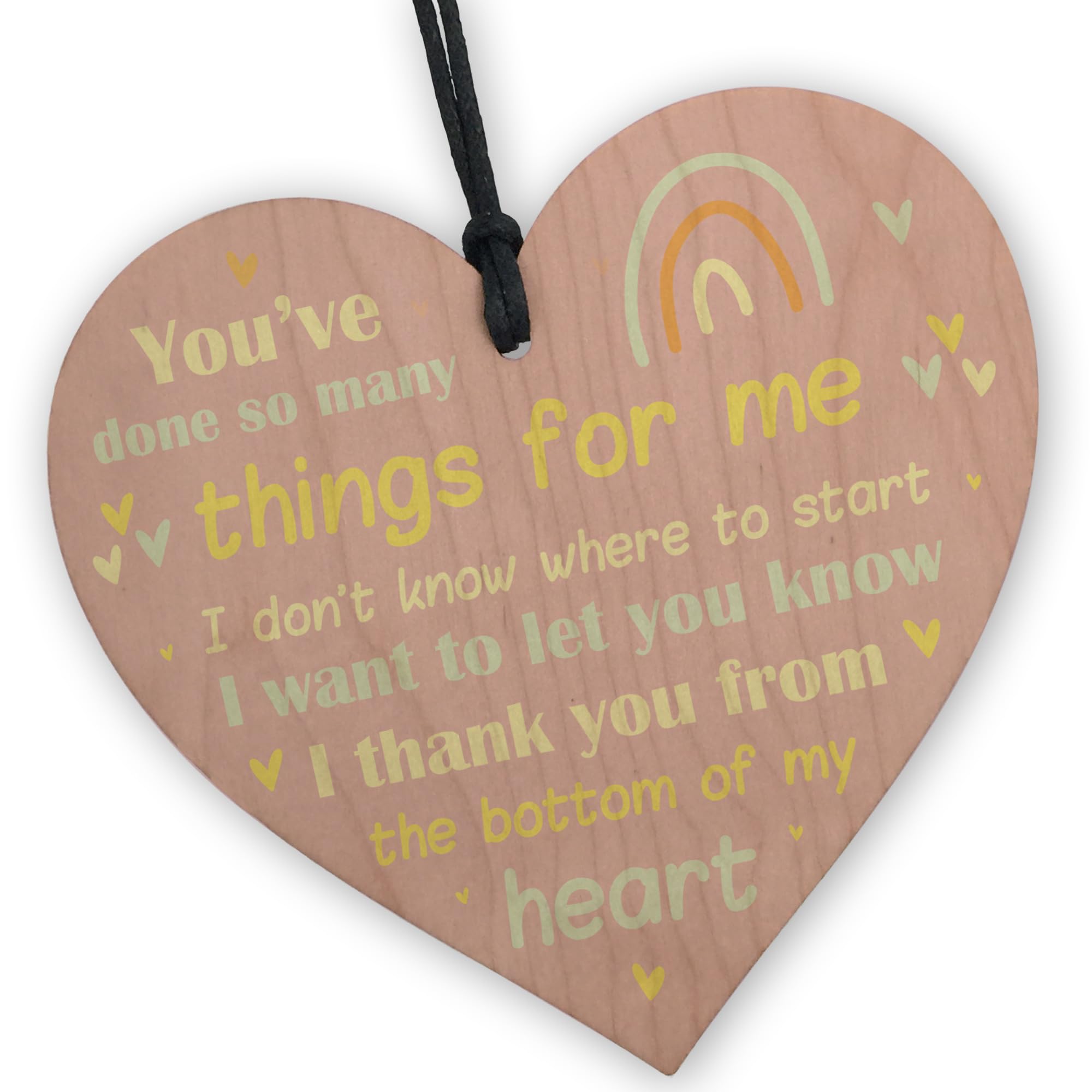 Red Ocean Thank You Gifts For Him Her Wooden Hanging Heart Plaque Gift For Friend Best Friend Teacher Women Colleague Thank You Gift For Women Men Keepsake