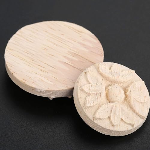 Miniatura 5 de MUXSAM 10 piezas de apliques de madera tallados, calcomanías redondas de tallado de madera para muebles diseñados por artesanos, decoración para