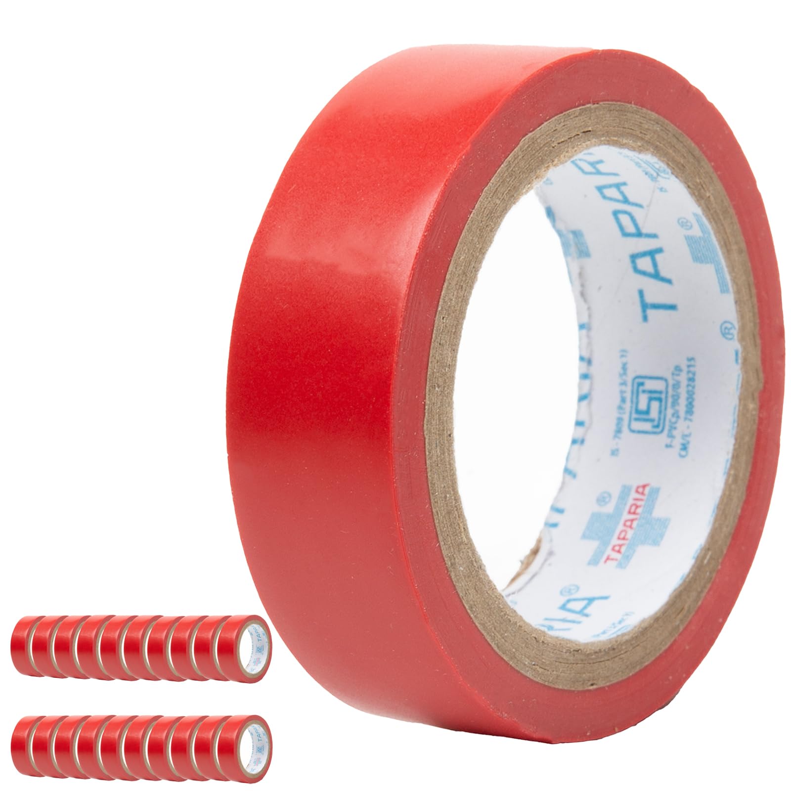 TAPARIA PVC Insulation Tape IT17R - Premium Electrical Tape - Red, 17mm x 6m, Weather Proof, Moisture & Fire Resistant, Excellent Elasticity, Durable, Good Grip and Strong Adhesion (Pack of 20)-image-1