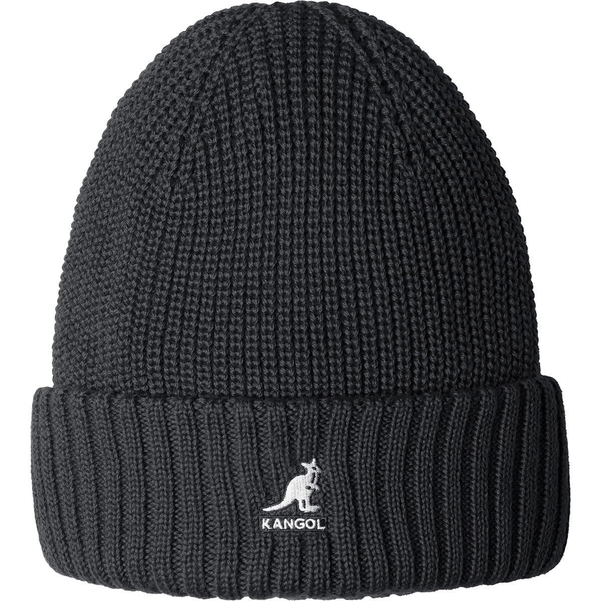 Kangol Unisex Black/White Merino Wool Rib Beanie Beret, One Size