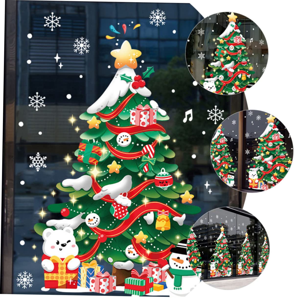 Zerodeko 5 Hojas Adhesivos Arbol De Navidad Pegatinas Decoración Colgante Navidad Vinilo Decorativo Para Pared Infantil Luces Bolas De Adornos Navideños Película Muro De Polivinilo