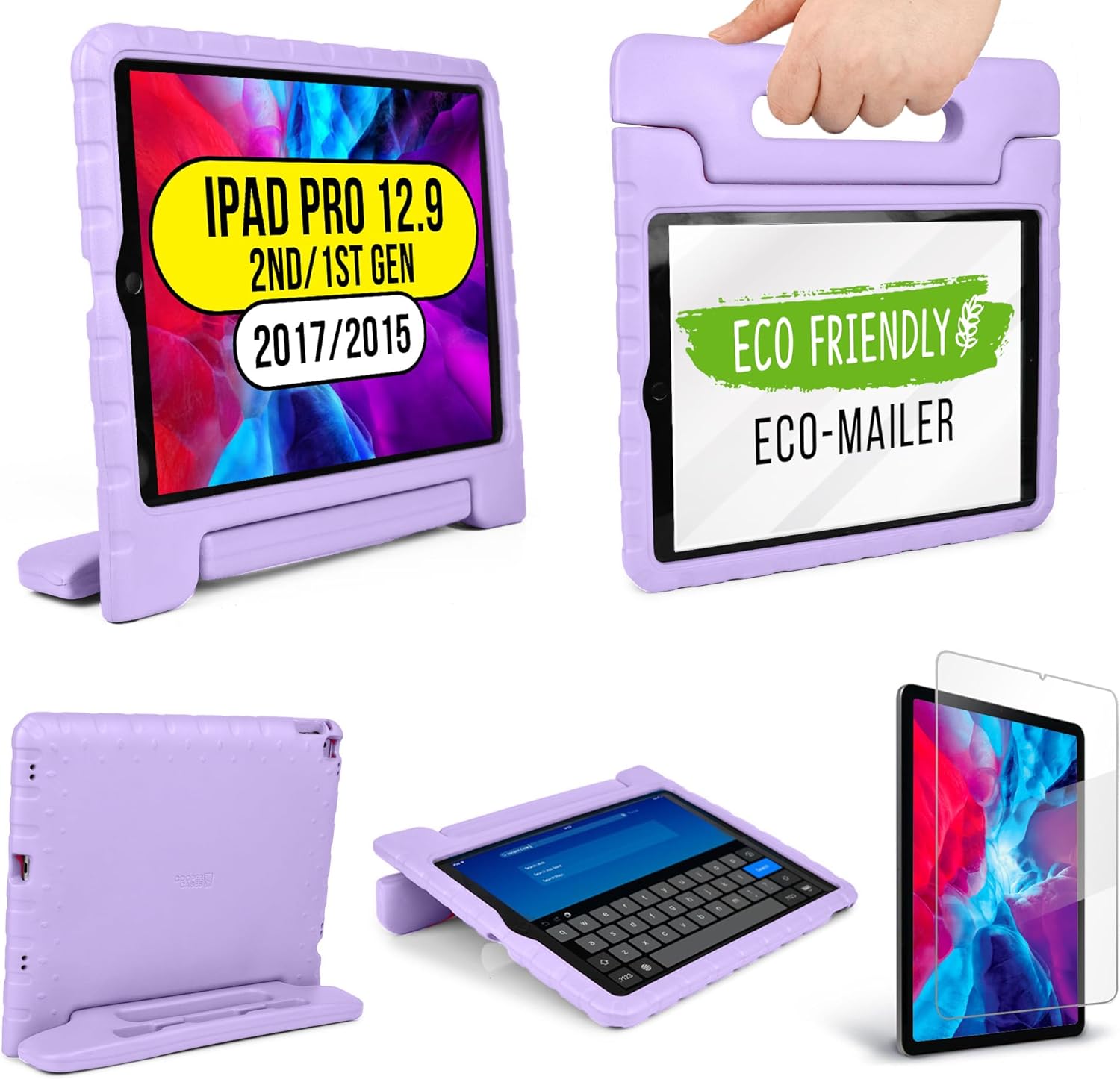 Official Cooper Dynamo Kids iPad Pro 12.9 Case for 1st/2nd Generation (2015/2017) | Unbreakable Protection, Magic Handle, Stand & Pencil Holder (NOT for 2018-2022 3rd-6th Gen) (Lollipop Violet) iPad Pro 12.9 (1st gen 2015, 2nd gen 2017) Lollipop Violet