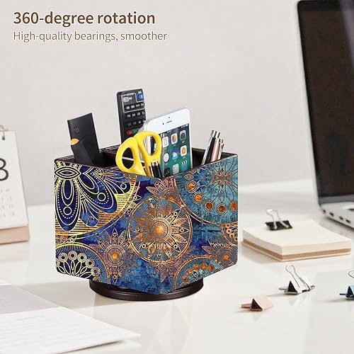 Miniatura 2 de Soporte para control remoto de TV de piel sintética para mesa, soporte giratorio de 360 grados para organizadores de escritorio y accesorios,