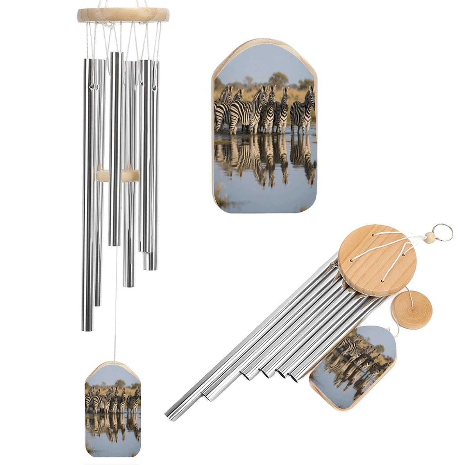 Zebra Wind Chimes for Outdoor Large Deep Tone Aluminium Wind Chimes Soothing Melodic Sound 20.5" Hanging Metal Windchimes Outdoors Decor for Patio Porch Yard