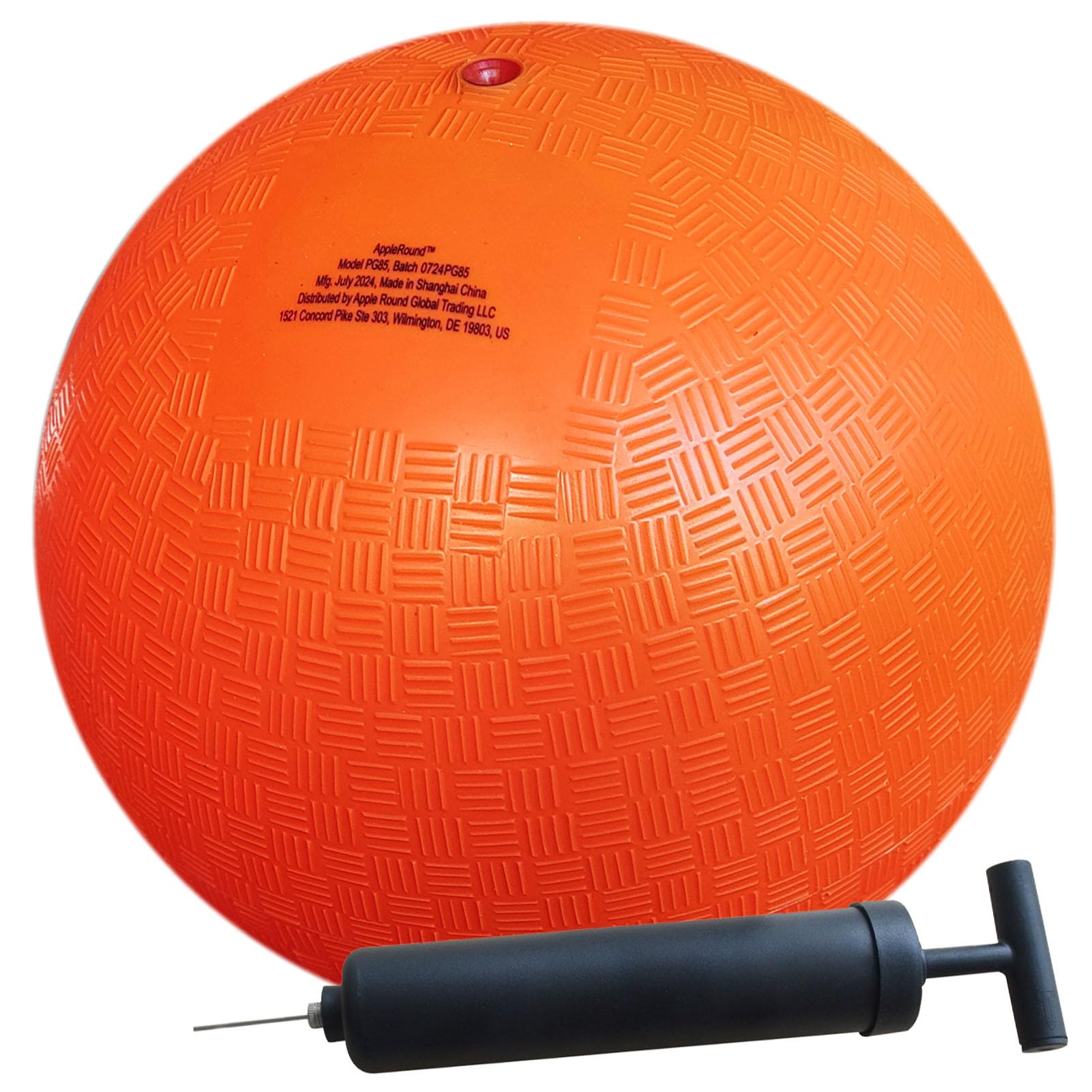 AppleRound 8.5 Inch Playground Ball with Air Pump, Pack of 1 Ball with 1 Pump, Official Size for Dodge Ball, Handball, Camps and Schools (Orange)