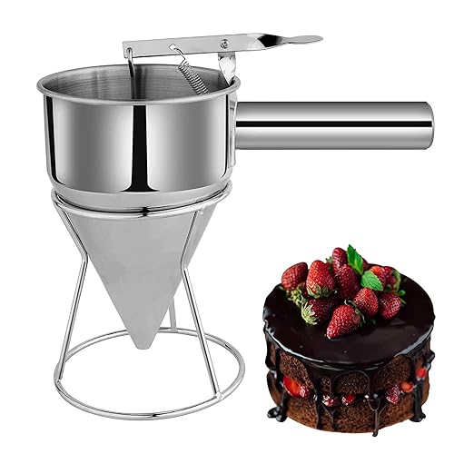 ivolks Dispensador de embudo de acero inoxidable con soporte para gofres pasteles takoyaki y hornear