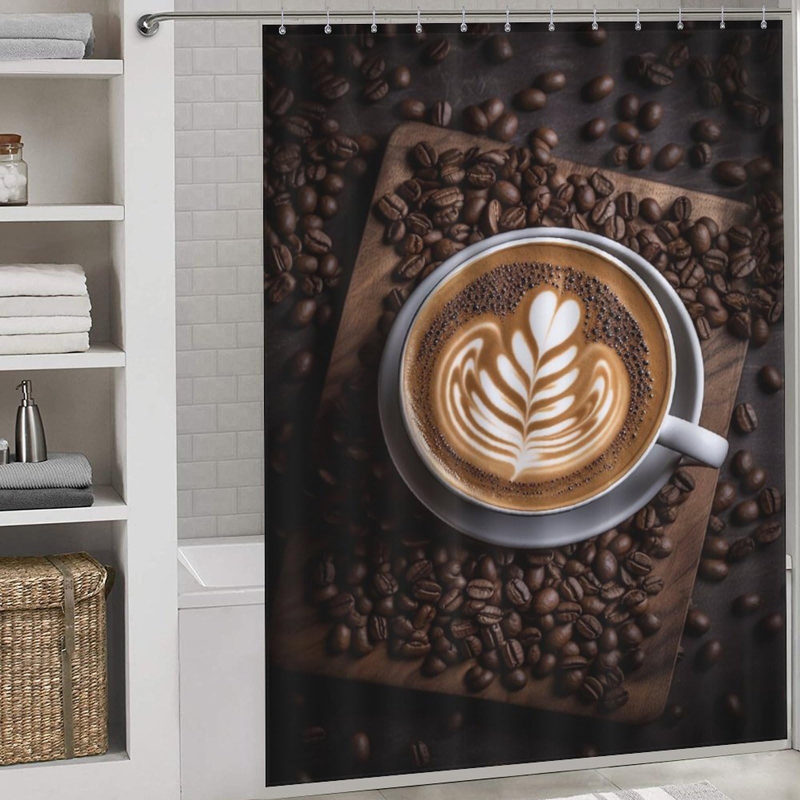 Rideau de douche chic style café pour transformer l'ambiance de votre salle de bain