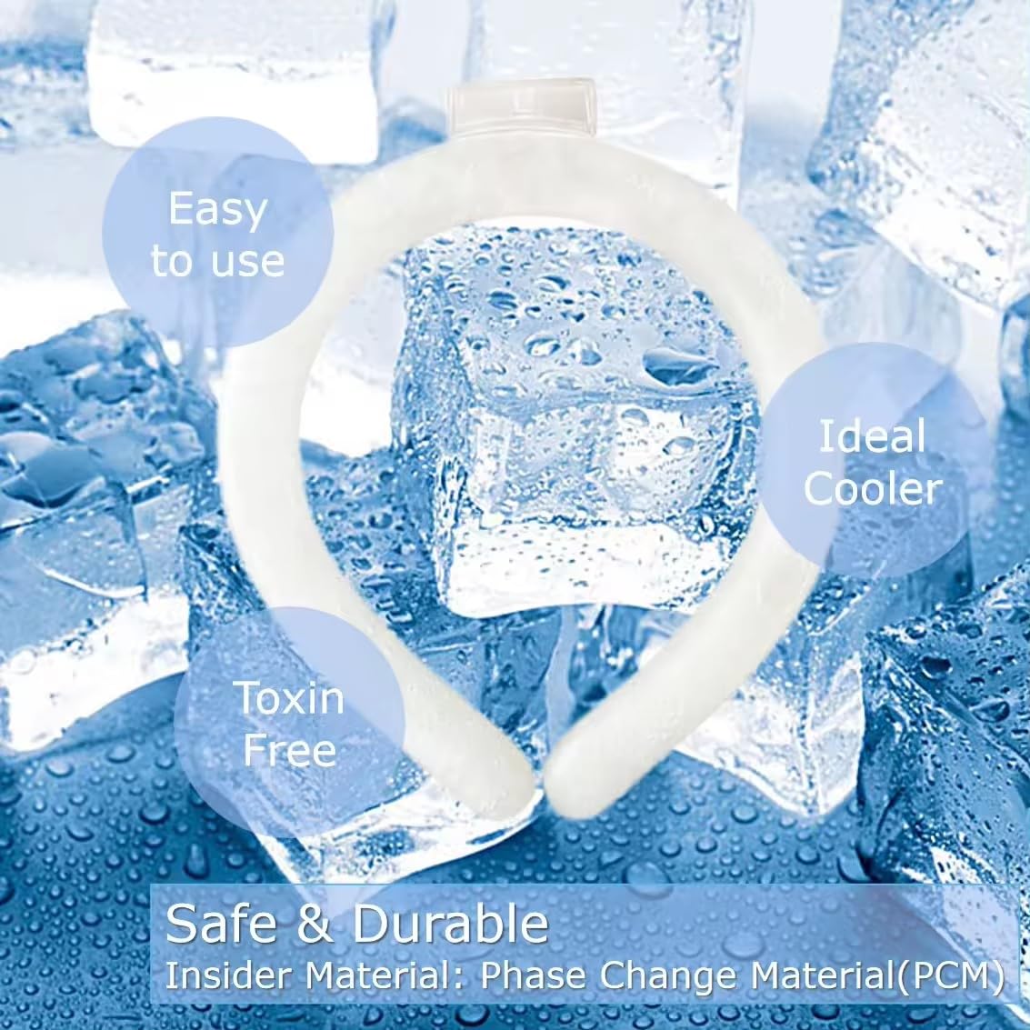 Tubo de Enfriamiento Reutilizable para el Cuello - Banda Inteligente de Refrigeración a 28 °C - Alivio de Sofocos y Fiebre en el Calor del Verano