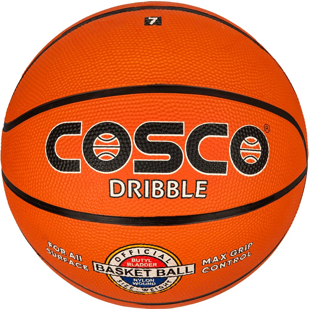 Cosco Nylon Dribble Rubber Basket Ball (Size - 7, Orange)-image-28