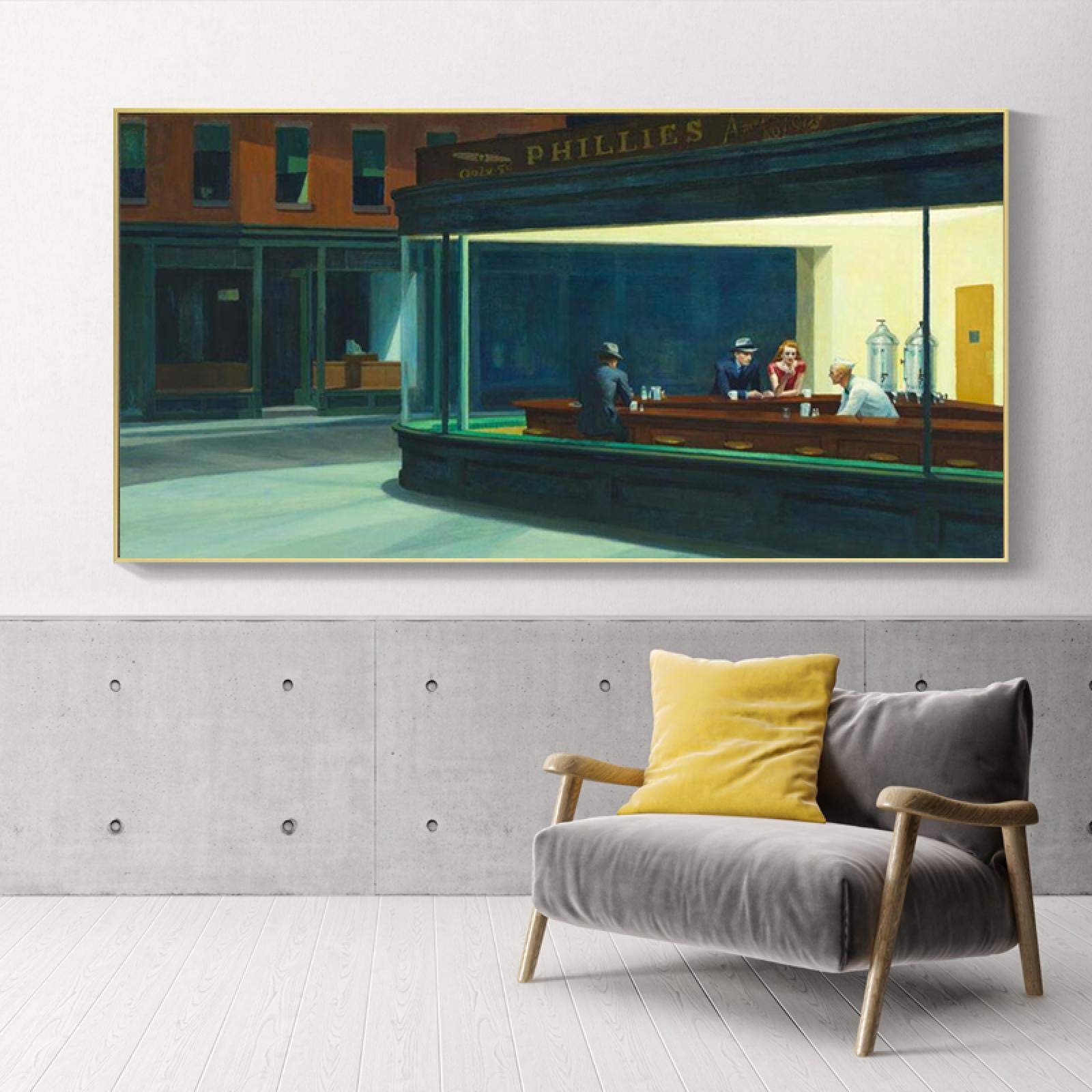 Słynny obraz Nighthawks obraz na płótnie sztuka plakaty i wydruki sztuka ścienna obrazy do salonu dekoracja domu dzieło sztuki 70 x 140 cm bez ramy