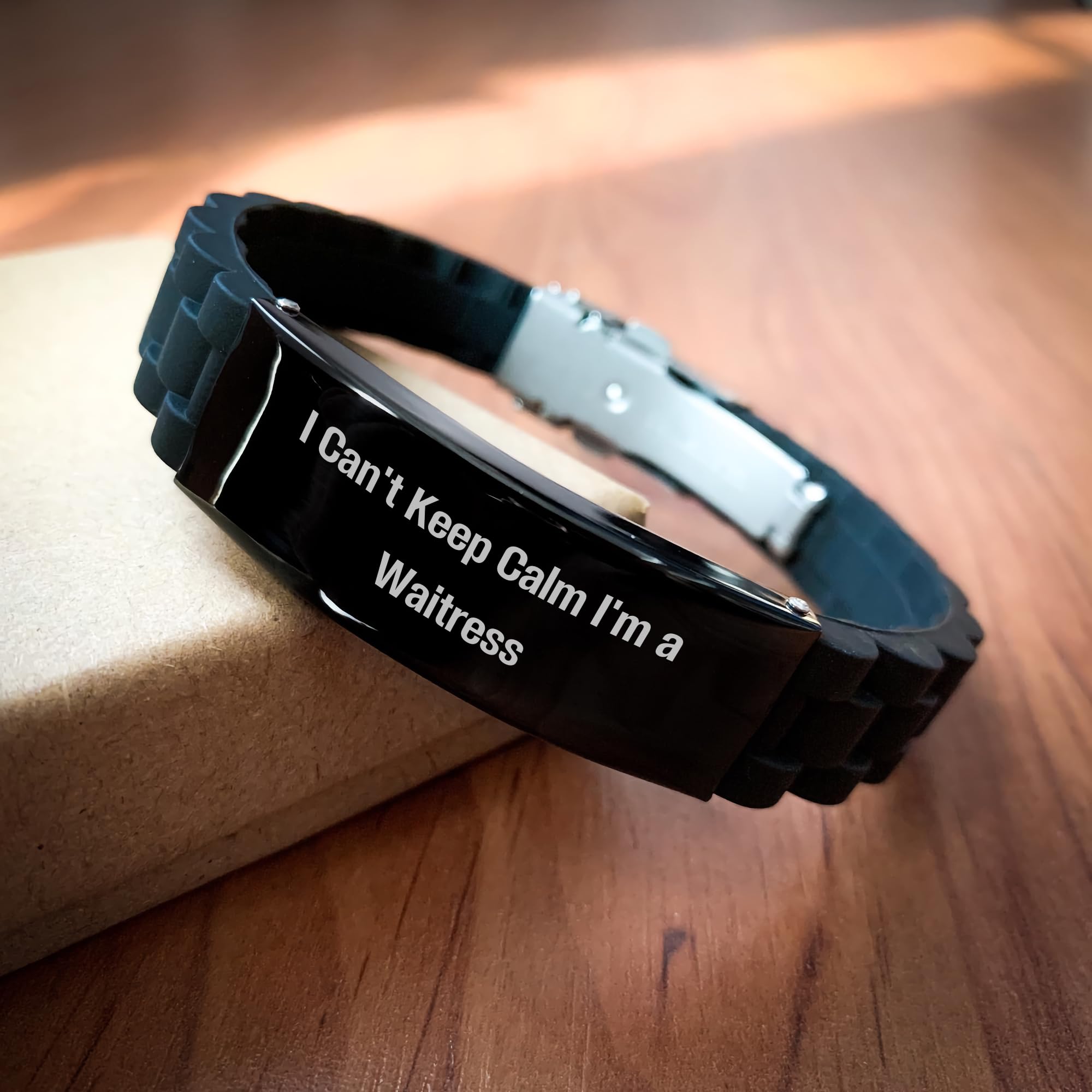 AddictiveDesignsCo Funny Waitress Gifts I Can't Keep Calm I'm A Waitress for Waitresses Christmas Glide lock Clasp Bracelet, a Must-Have