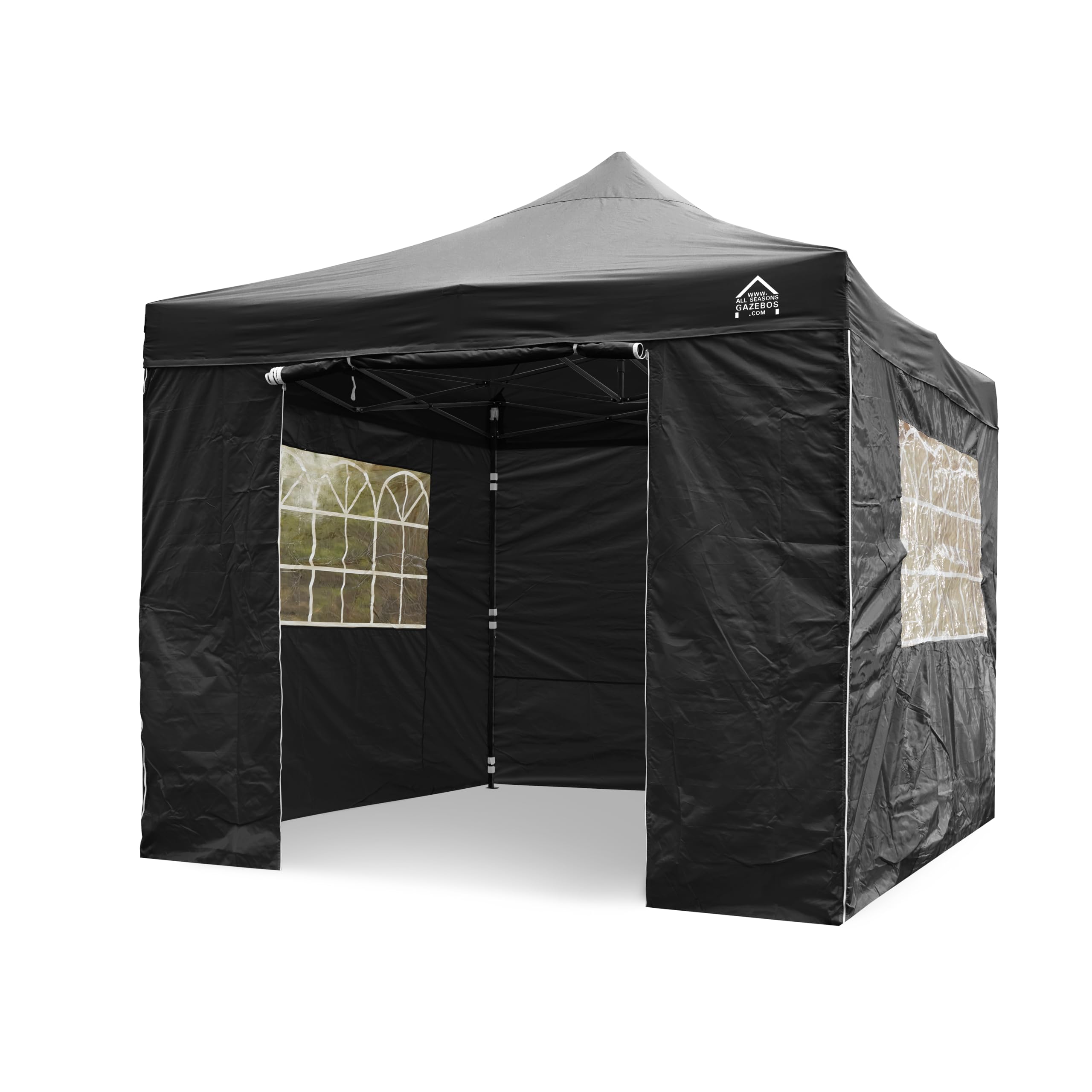 All Seasons Gazebos: Gazebo pop-up 3x3m completamente impermeabile con 4 pareti laterali - Nero