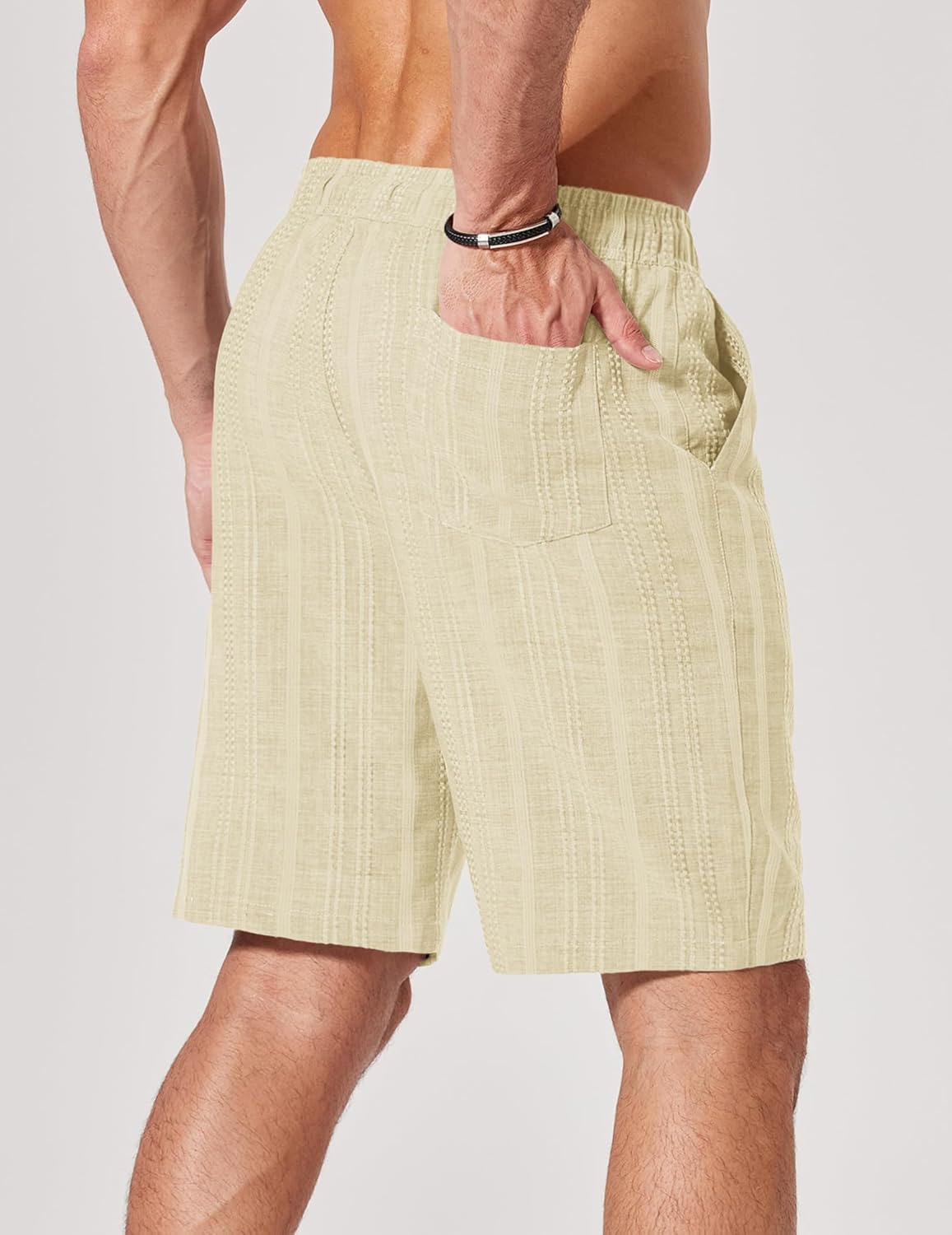 COOFANDY Mens Casual Shorts 9" Summer Beach Shorts Drawstring Elastic Waist Shorts with Pockets - Image 7