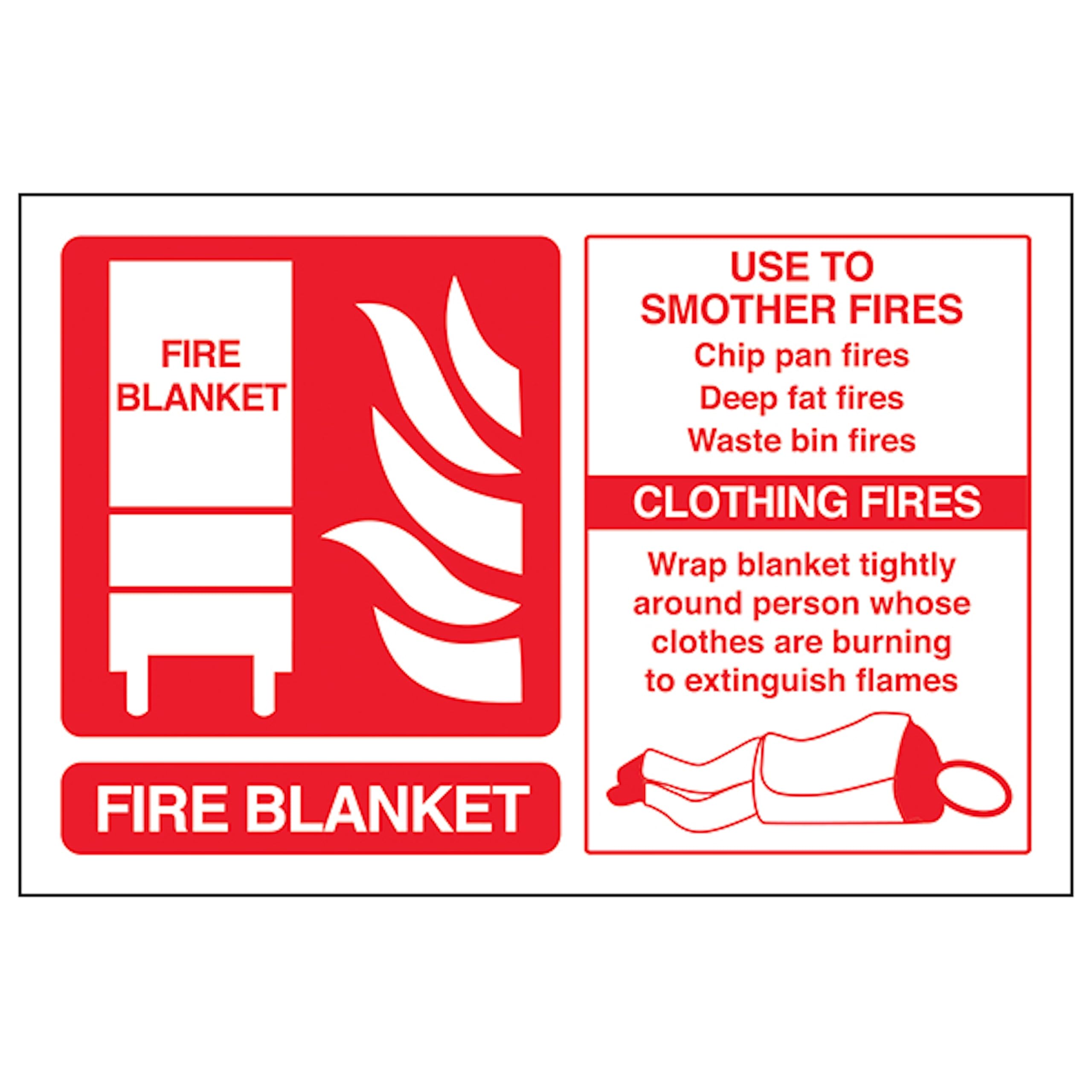 V Safety Fire Blanket - Landscape 150 x 100 mm - 3mm Aluminium Composite Safety Sign