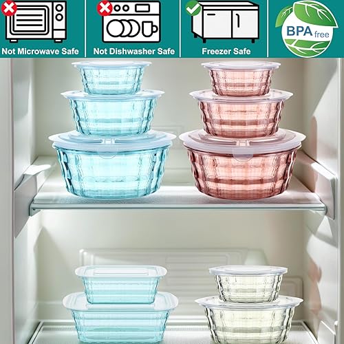 Miniatura 4 de Taiuloo Cuencos de ensalada de 3 piezas con tapas, recipientes de plástico sin BPA para preparar comidas para el almuerzo, almacenamiento de