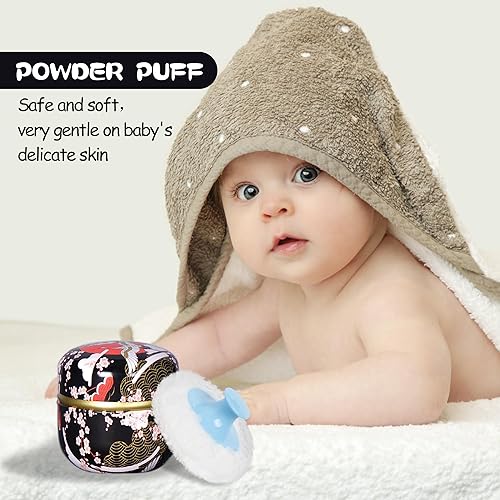 Miniatura 4 de WEMEGA - Estuche para polvo corporal con contenedor de polvo para polvo, caja de té para bebés y mujeres, bolsa de polvo y estuche para polvo para