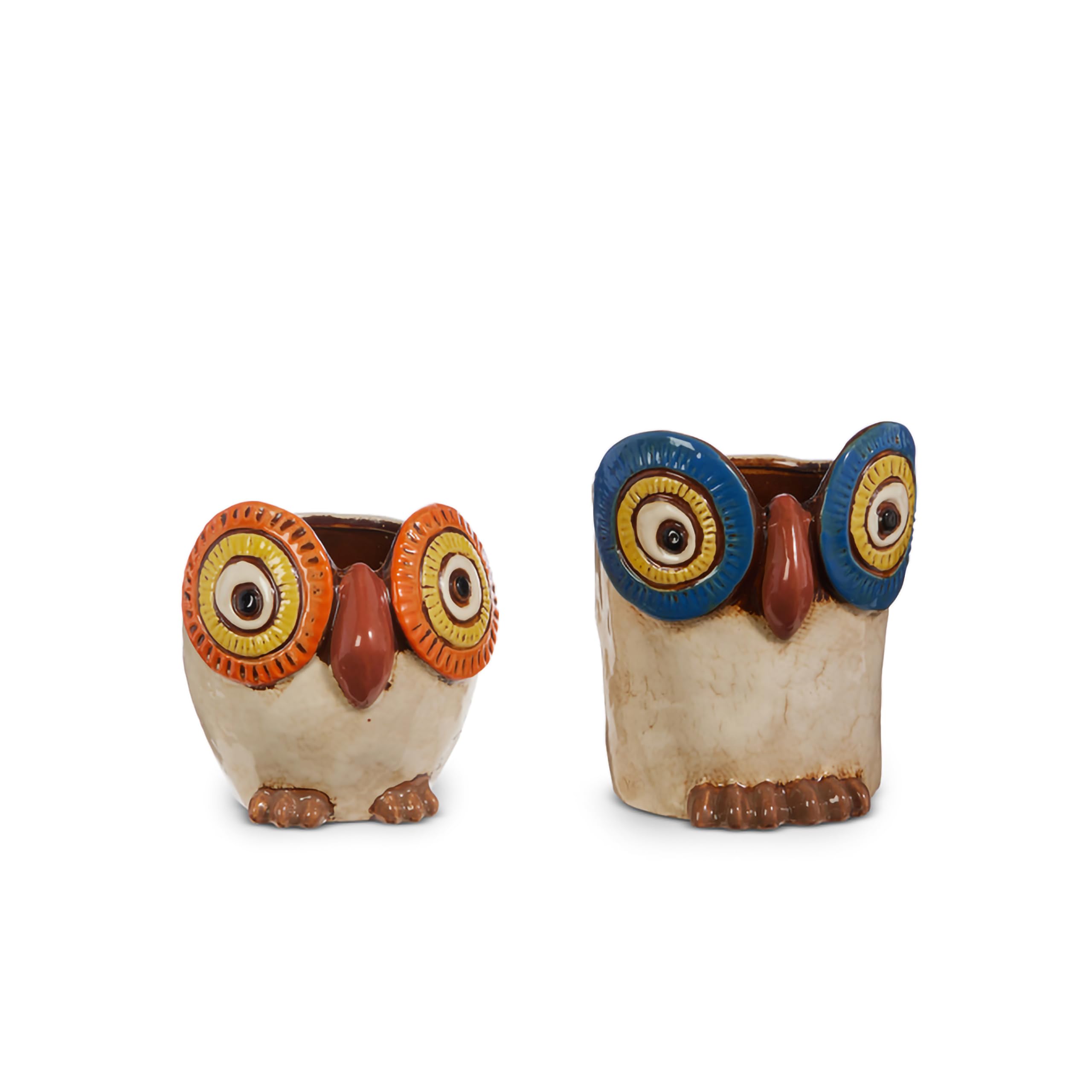 Raz Imports2024 Terra Firma 6.25" Owl Planters, Set of 2