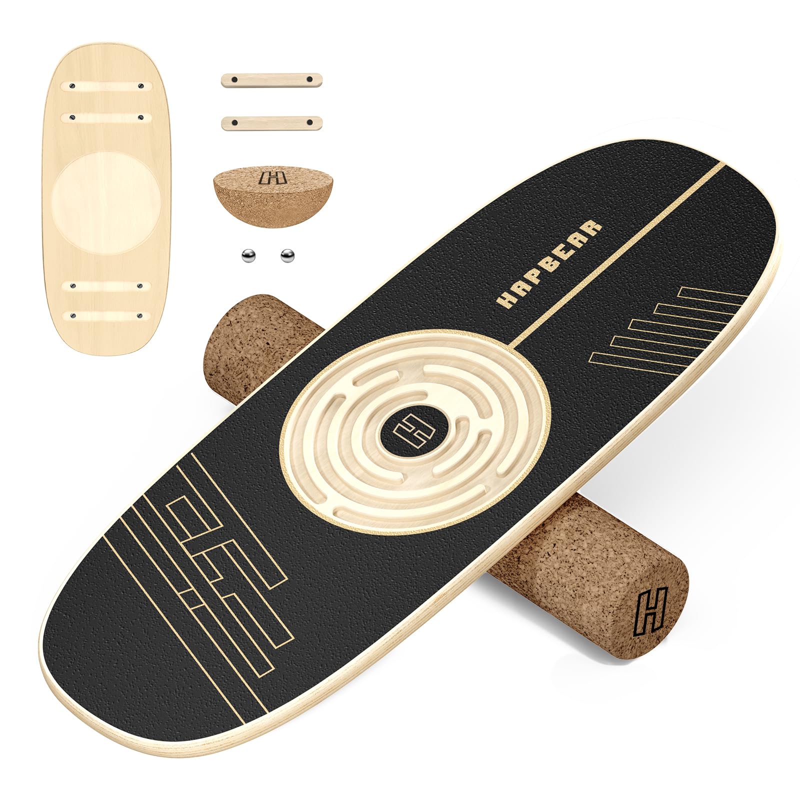 HAPBEAR Tabla de Equilibrio - Tabla de Balanceo de 6 Modos con Topes Ajustables, Tabla de Balanceo de Niveles Múltiples para Entrenador de Surf