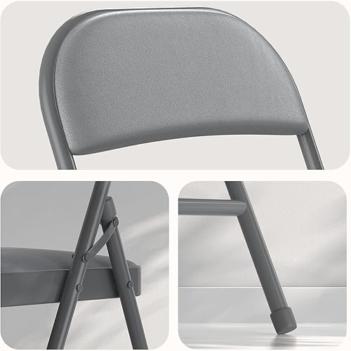 Miniatura 5 de Nazhura Paquete de 4 sillas plegables con cojines de vinilo acolchados con cojín cómodo y marco de acero duradero para el hogar y la oficina, para