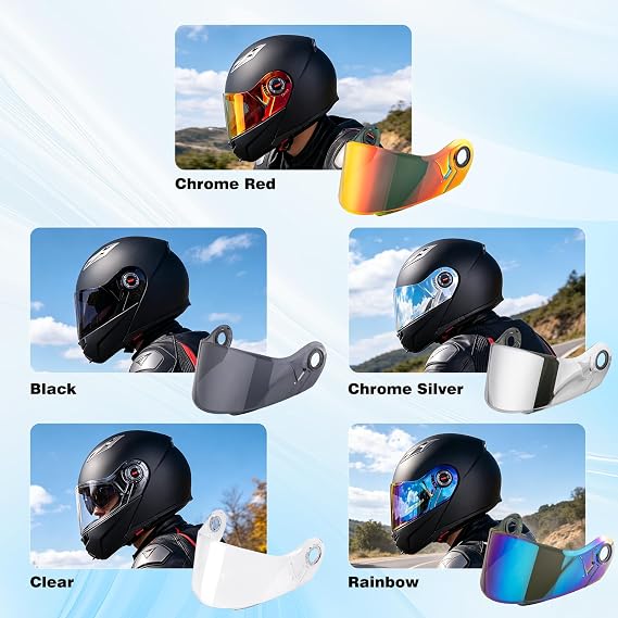 Helmet Shield Visor for LS2 Strobe/Review/SHARP Repalcement Motorcycle Helmets Visor (Chrome Red)