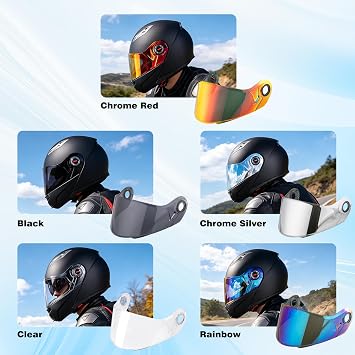 Helmet Shield Visor for LS2 Strobe/Review/SHARP Repalcement Motorcycle Helmets Visor (Chrome Red)