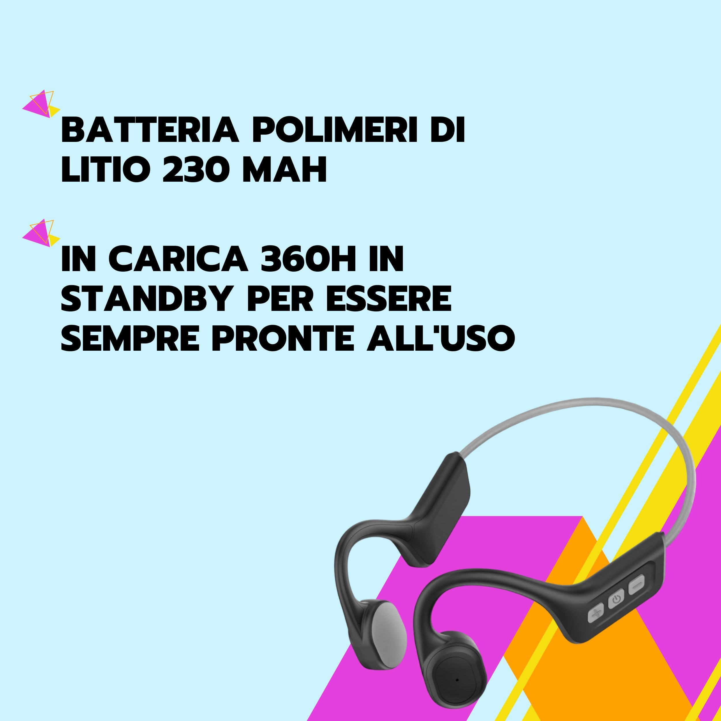 SAIET - Cuffie Conduzione Ossea Bluetooth EAR FREE - Auricolari Running, Ciclicsmo e Piscina Waterproof - 8h di Ascolto Musica