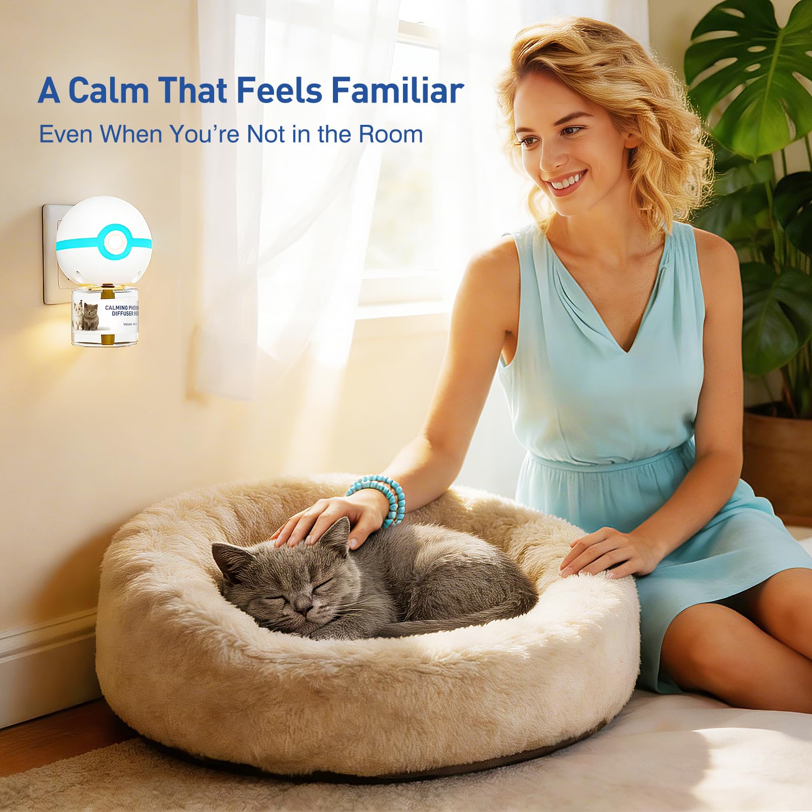 Recharge de diffuseur de phéromones, recharge liquide pour diffuseur de parfum portable pour un usage quotidien en intérieur — pour kits de diffuseur apaisant pour chat de 60 jours
