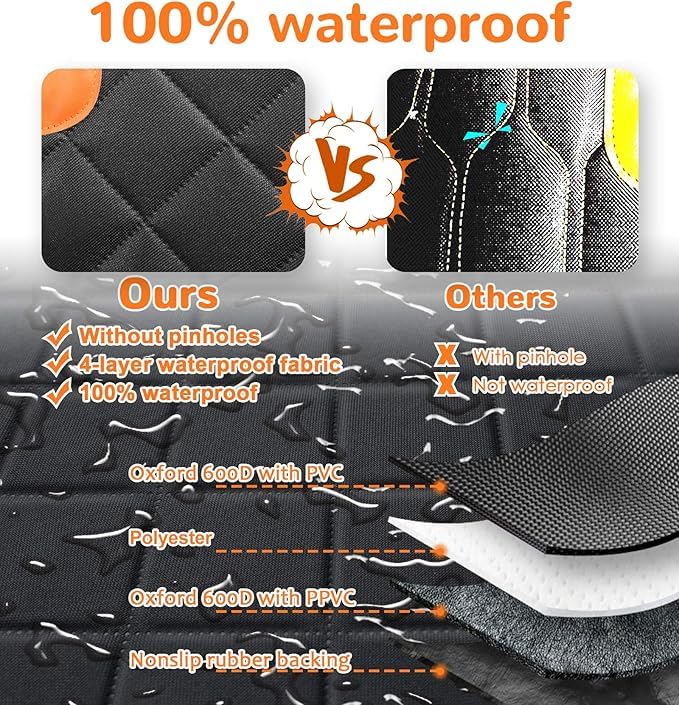 Image of 6-in-1 Dog Car Seat Cover for Back Seat, Waterproof Dog Car Hammock with Mesh Window, Non-Slip Pet Backseat Protector for Cars, Trucks and SUVs(Orange, 6 in 1 Dog CAR SEAT Cover)