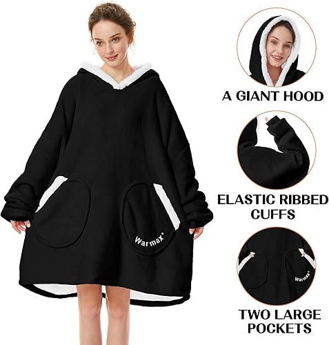 Miniatura 3 de Zando Manta con capucha 2024, manta para niños y adultos, regalo cómoda, sudadera con capucha de gran tamaño, forro polar Sherpa