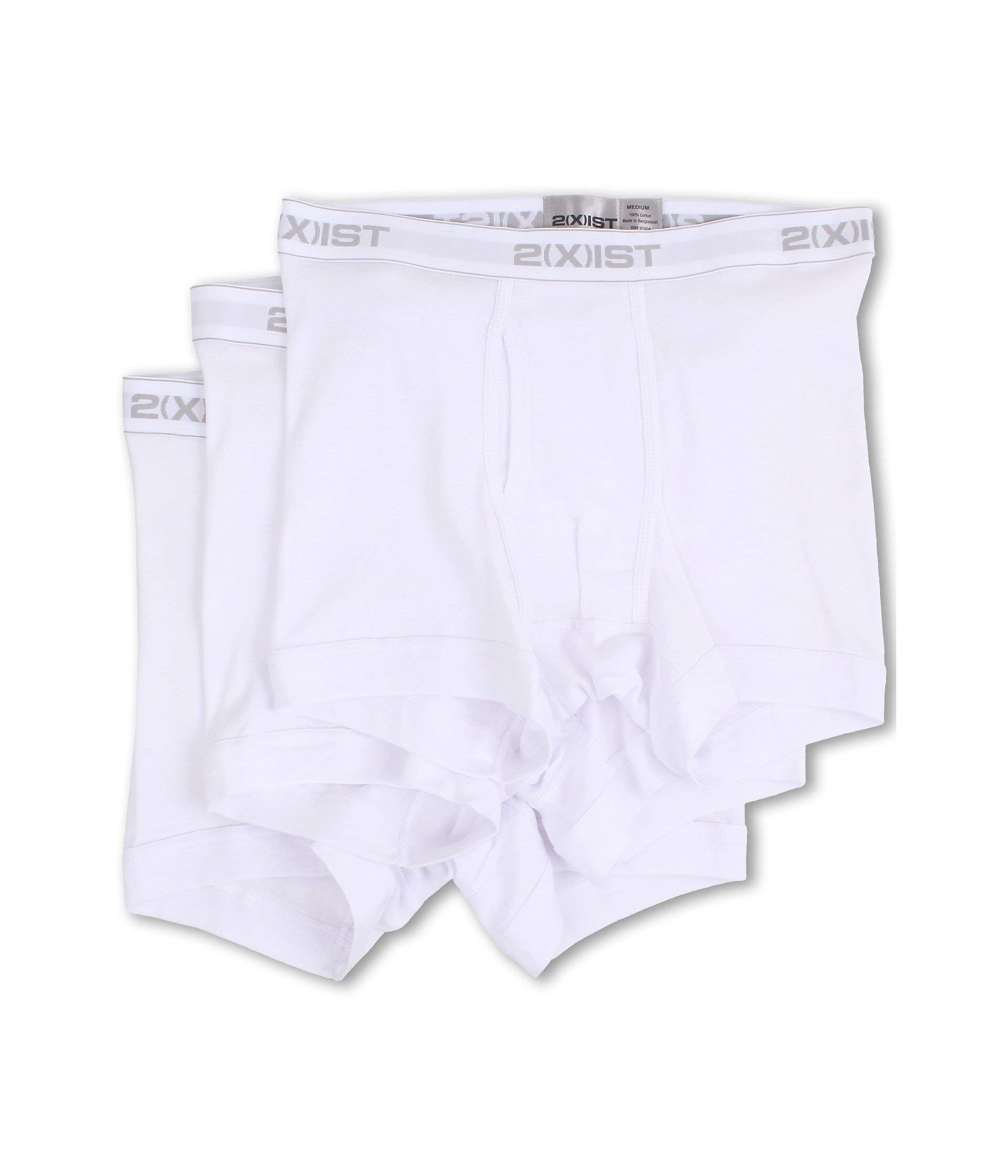 2(X)IST Men's Essential Cotton Boxer Brief 3-Pack, Pure White, S