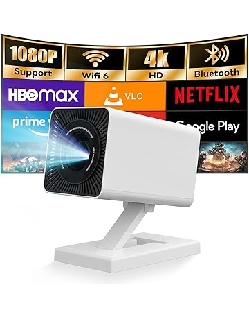 Mini ProjectorProjector with WIFI 6 and Bluetooth, 4K 1080P Support Portable Projector Movie Auto Keystone for Laptop, PC, Smartphone