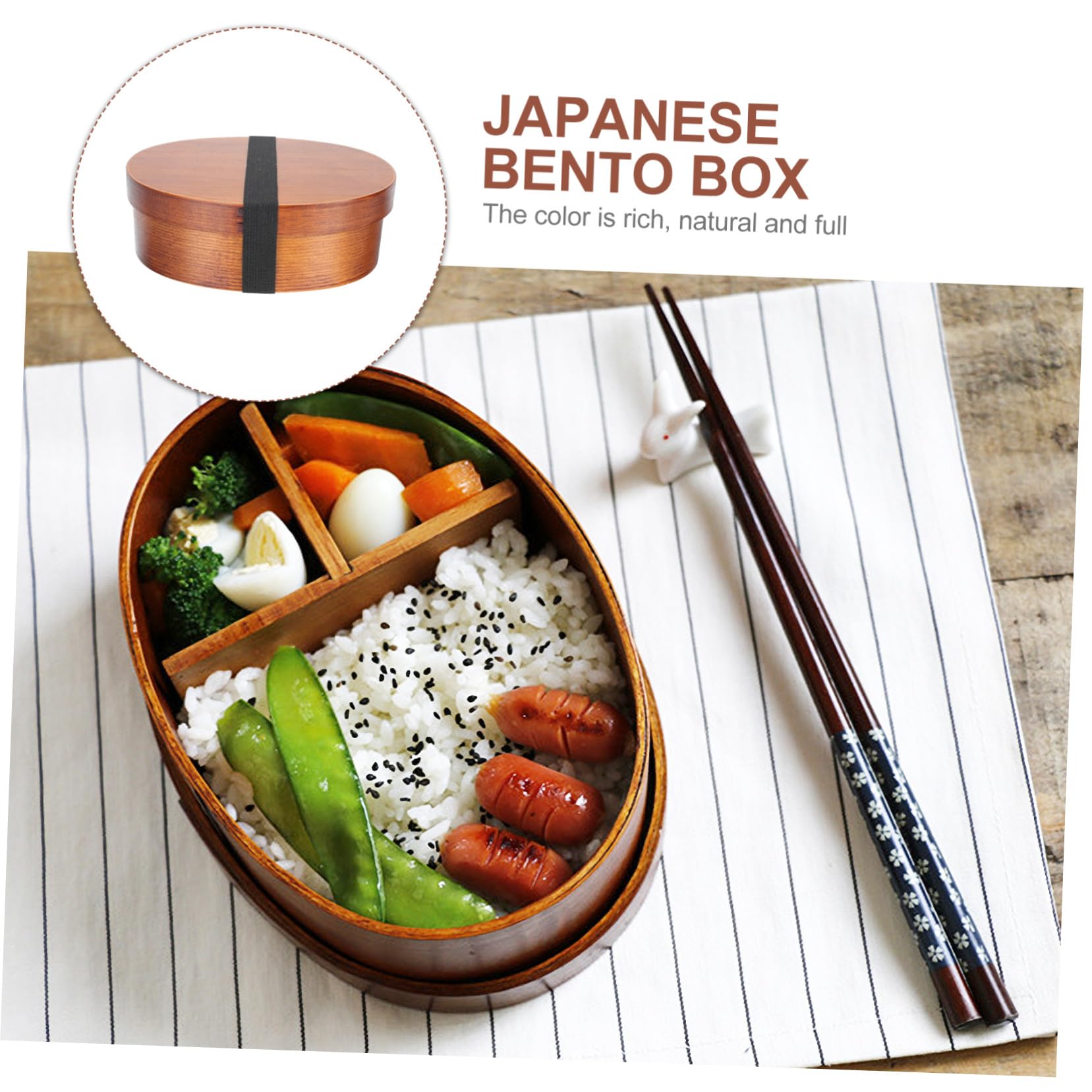 Boîte à Bento en Bois, Boîte à Déjeuner Sushi Japonaise Portable