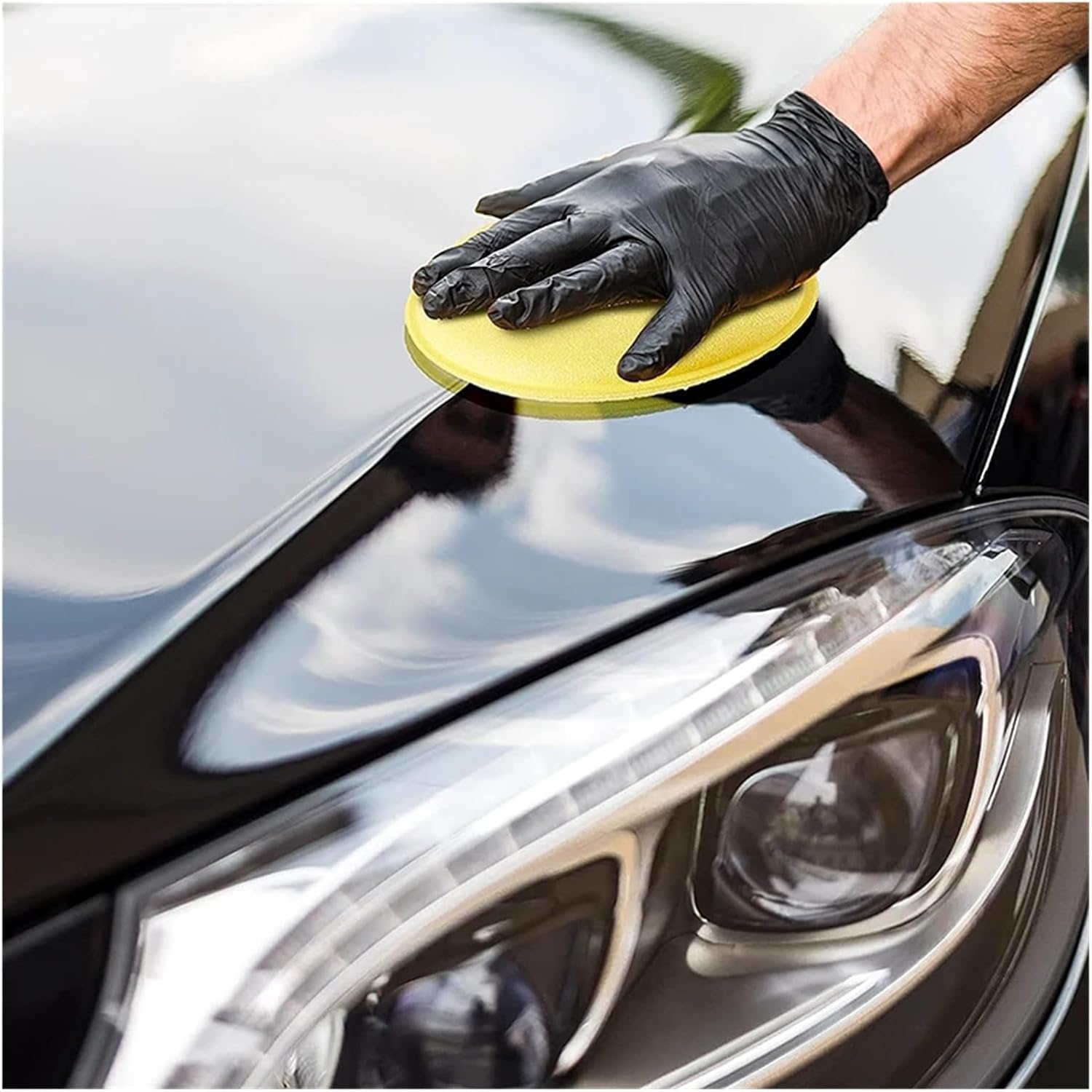 Universal Round Car Waxing Sponge Pad High Density Foam Applicator for Polish Sealant Auto Detailing 100mm 5/12/24/50/100Pcs(50pcs)