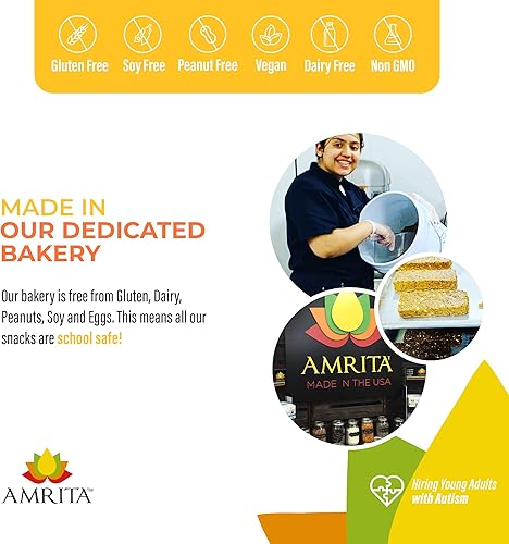 Miniatura 19 de Amrita Manzana canela vegana, sin gluten, barras altas en proteínas 0.53 oz de proteína a base de plantas, alta fibra, sin maní ni lácteos Barra