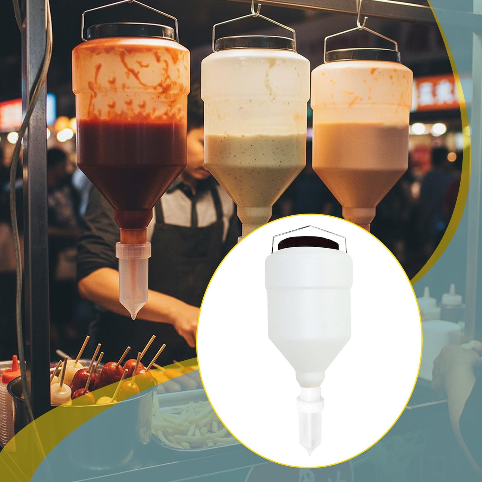 Gralara Dispenser per in Bottiglia Sospesa Versatile Dispenser per Condimento in Bottiglia Vuota a Prova di Perdite per Insalata, Sciroppo, Ketchup, Bar, 3.5 Litri