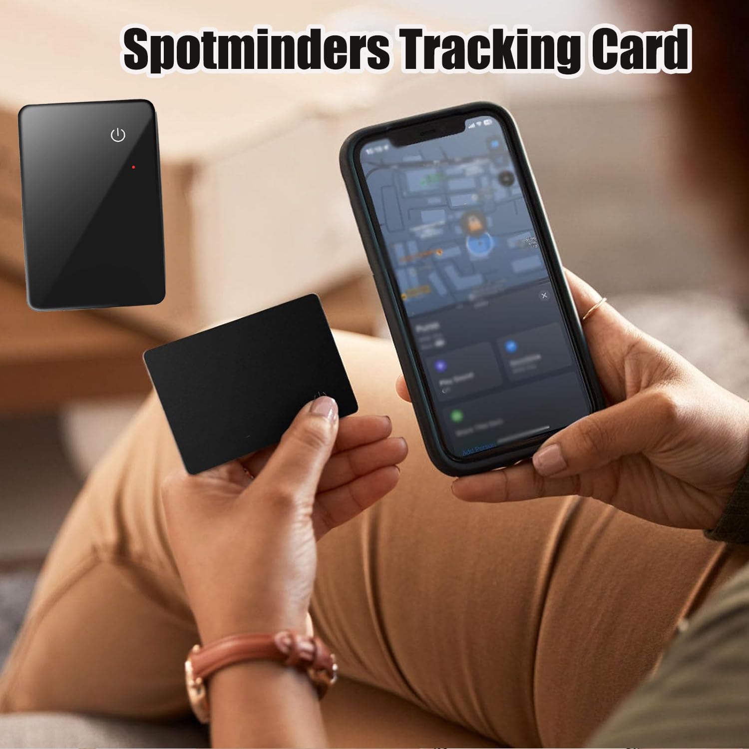 Spotminders - Scheda di tracciamento 2025, sottile, ricaricabile, wireless, sottile, con GPS, impermeabile IPX5, per bagagli, borse, passaporto (1 pezzo)