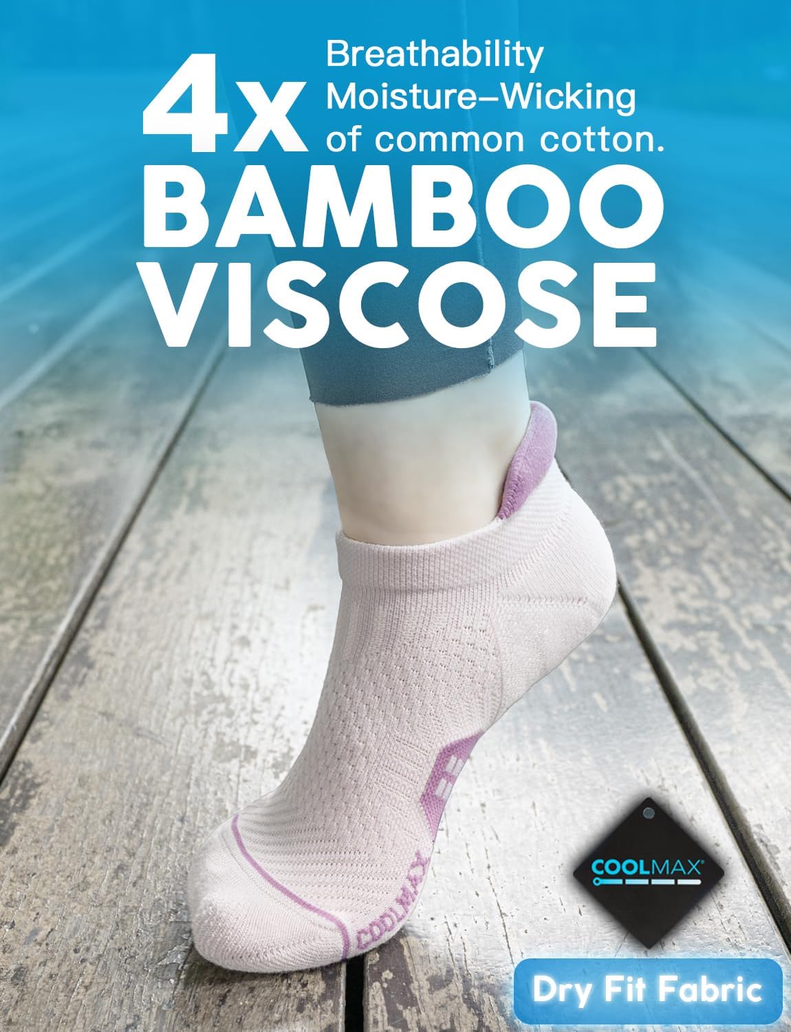 Juclise Coolmax Bamboo Viscose Compression Running No Show Athletic Socks, Anti Blister Moisture Wicking Cushioned workout